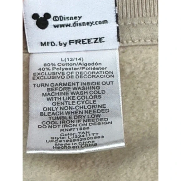 Disney Mickey Mouse "Original Mickey" Tan Crewneck Sweatshirt Size L (12/14) - Picture 4 of 6